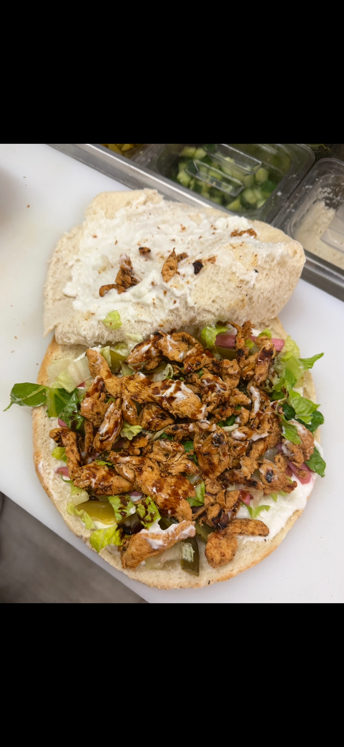 inside of shawarma chicken asrounieh kaak