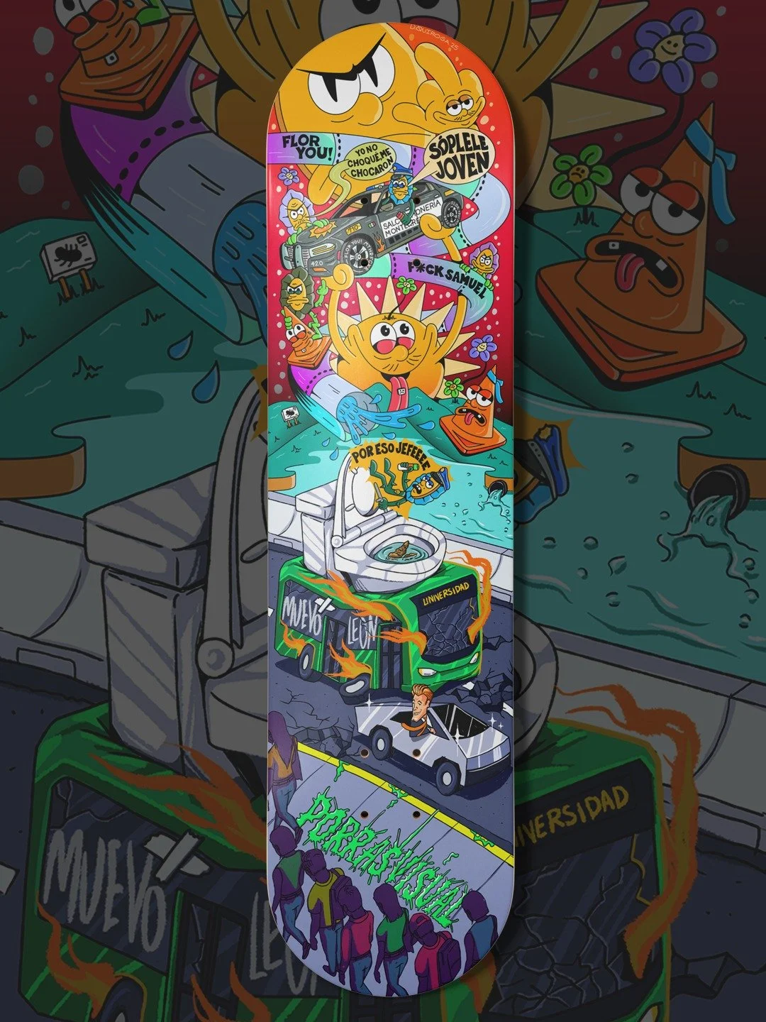 Ilustraci&oacute;n en colaboraci&oacute;n con mi amigo Quiroga (@dquiroga.design) para una tabla de skate que forma parte de una serie de tres, junto con otros ilustradores locales. La pieza est&aacute; inspirada en la corrupci&oacute;n policiaca, la