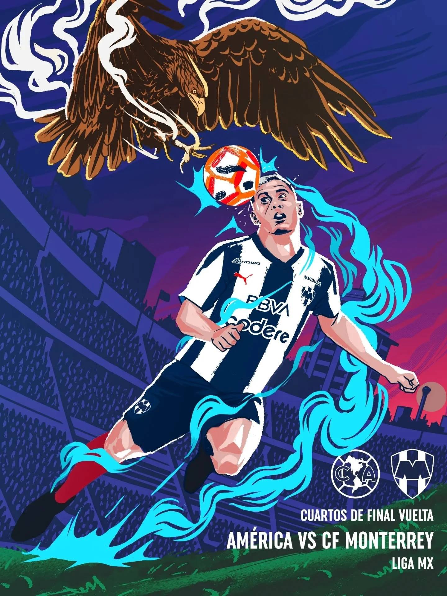 Hoy hay que ganar! Ilustraci&oacute;n para el juego de hoy Am&eacute;rica vs Monterrey 🔵⚪