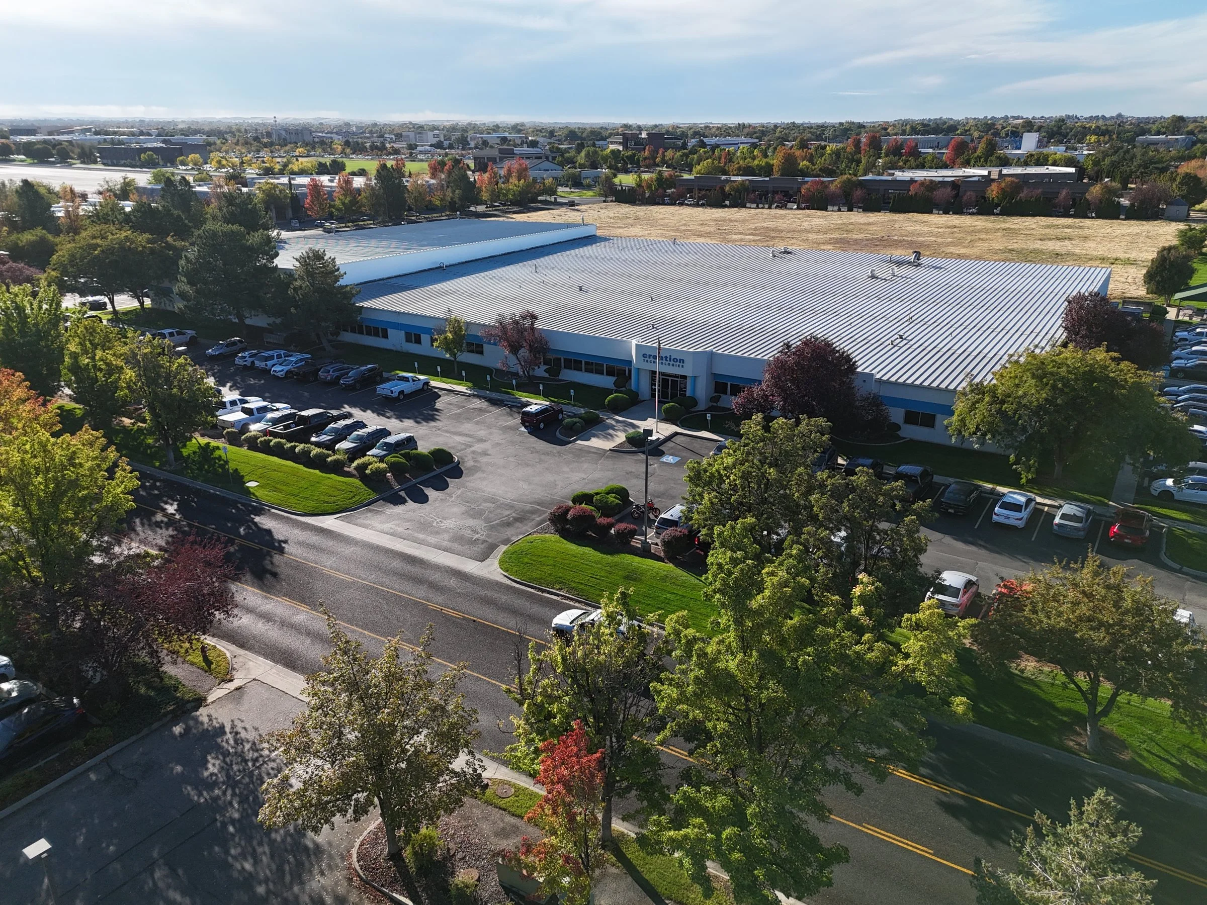 Drone view of a large industrial manufacturing facility