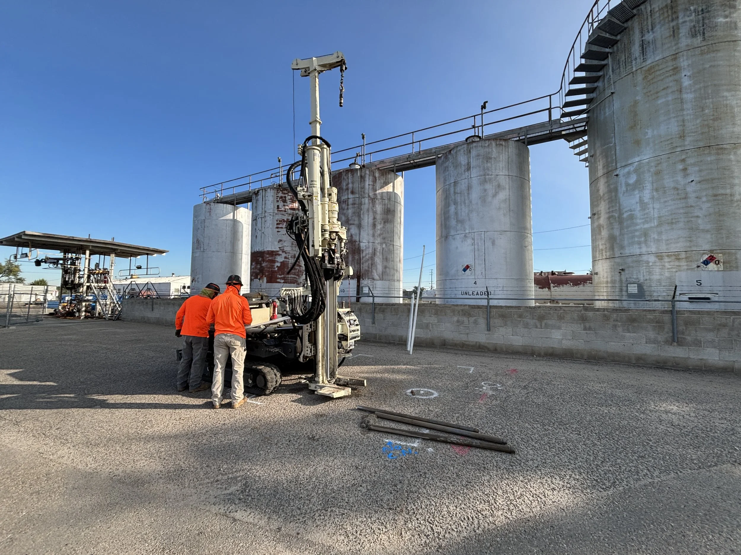 Phase II environmental drilling at a bulk fuel storage facility