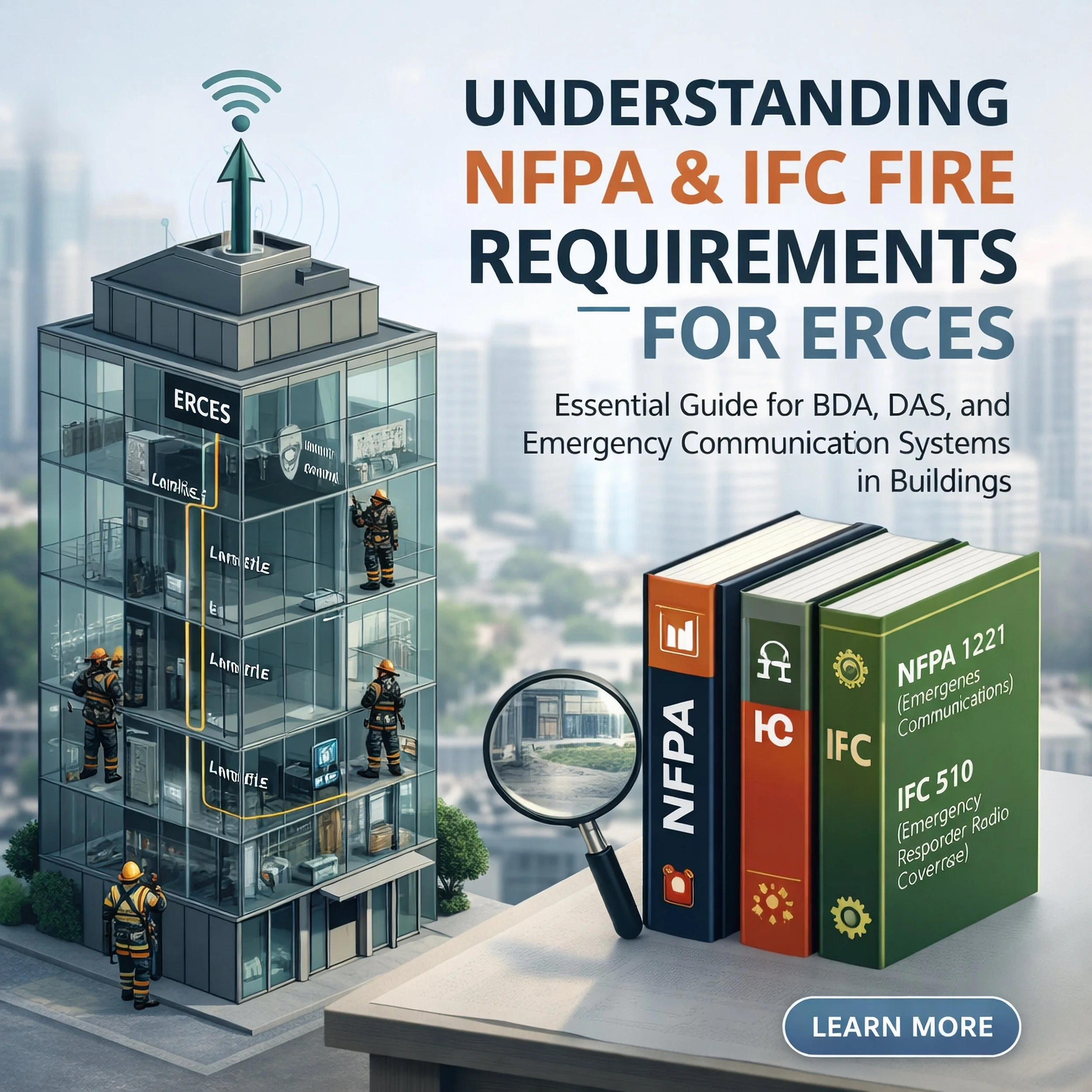 Illustration of a fire in a building with flames and a shield with a checkmark, indicating fire safety or protection.