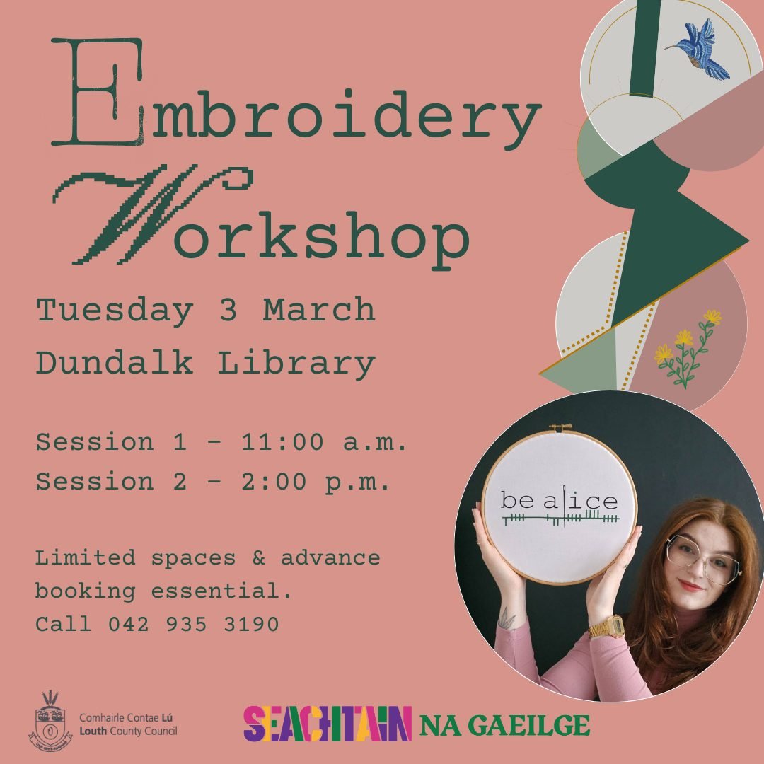 Dundalk Library x be alice embroidery workshops