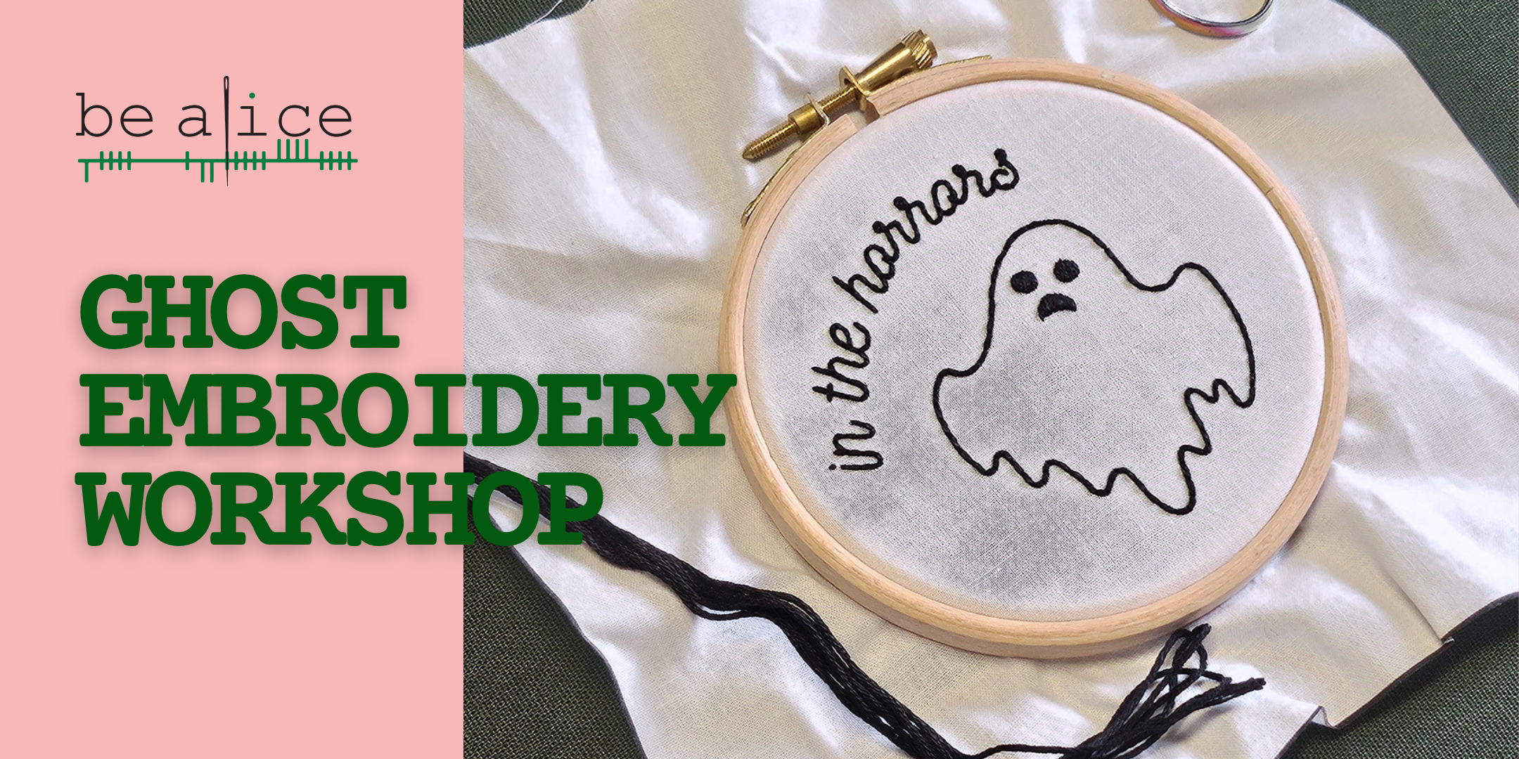 halloween ghost embroidery workshop