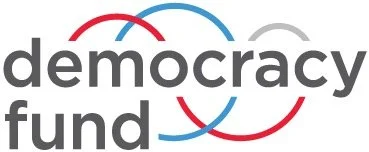 Logo of Democracy Fund featuring three interlinked circles and the organization's name.