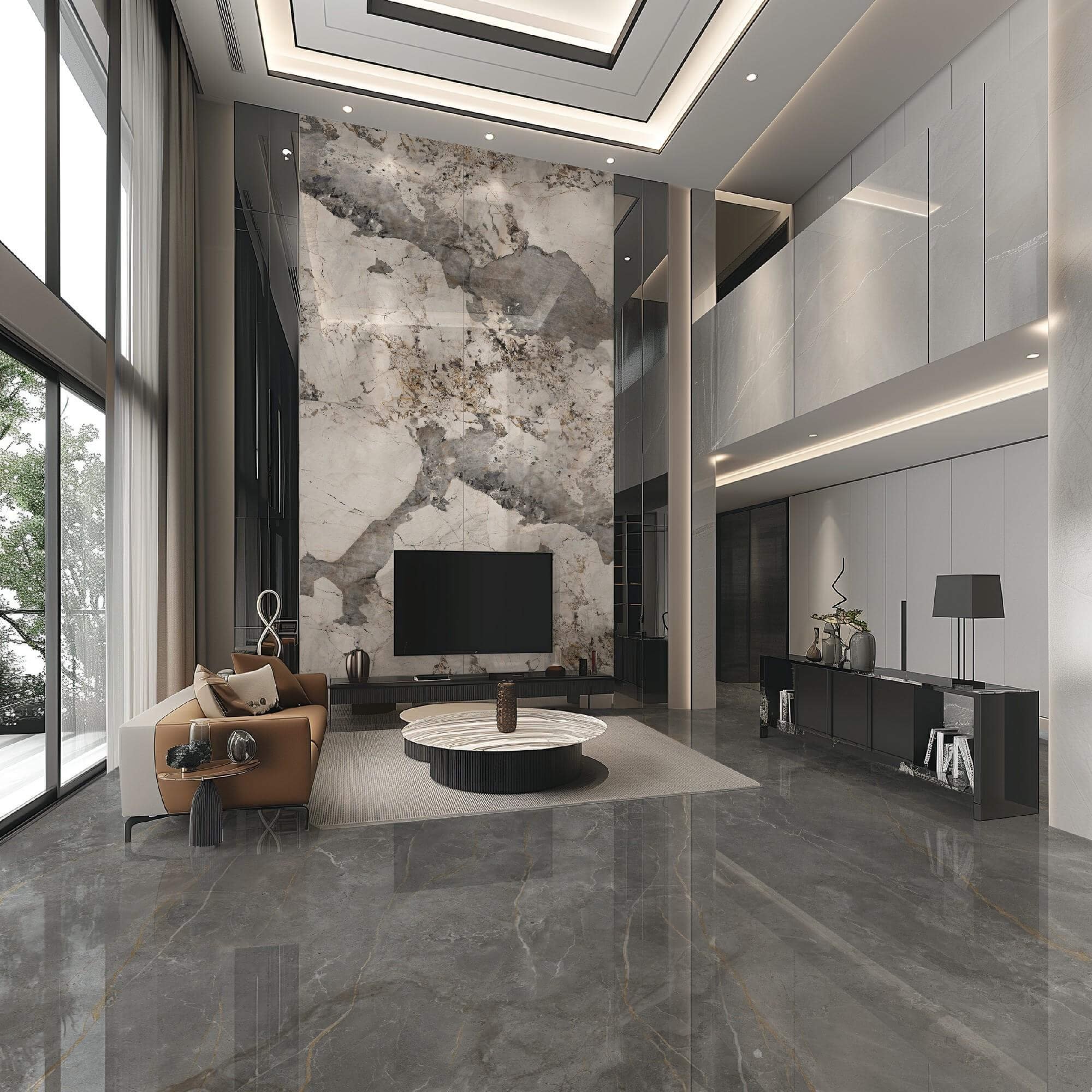 Sintered stone slabs in the Build Pro showroom – large-format slabs for walls, showers and countertops, Carmel Indiana