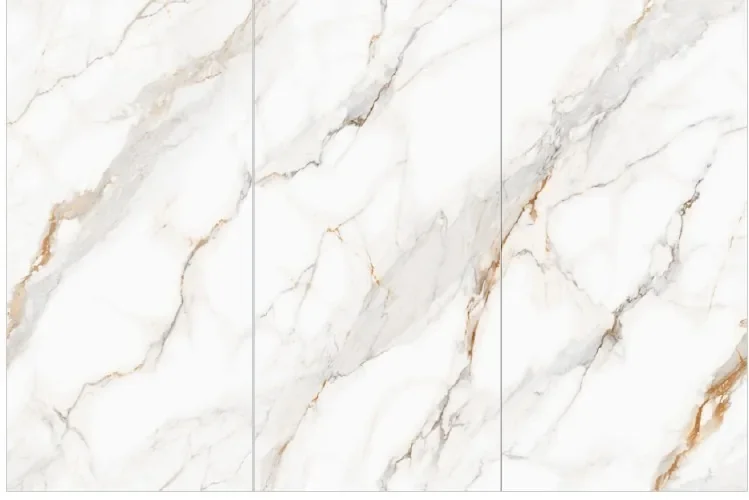 Carrara Gold sintered stone slab – soft white with delicate gold veining | Build Pro Carmel IN
