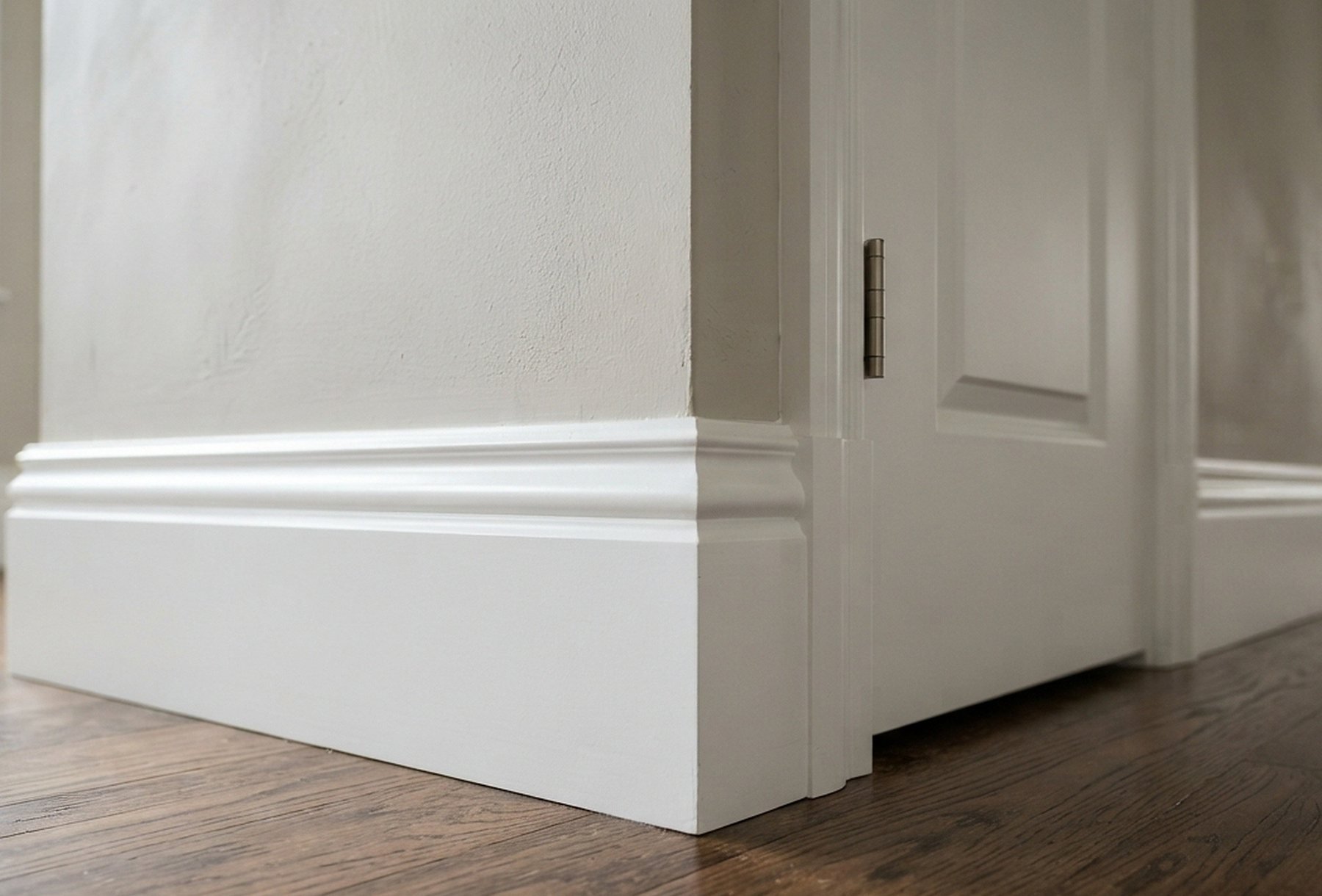 Primed door casing and 5-1/4 inch baseboard installed – Build Pro casing and base, Carmel Indiana
