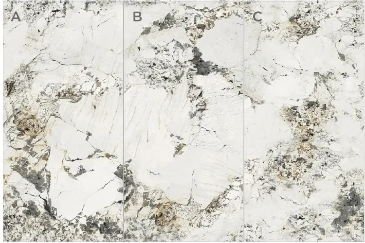 Pandora Fine sintered stone slab – ivory with smoke-grey pools and gold flecks | Build Pro Carmel IN