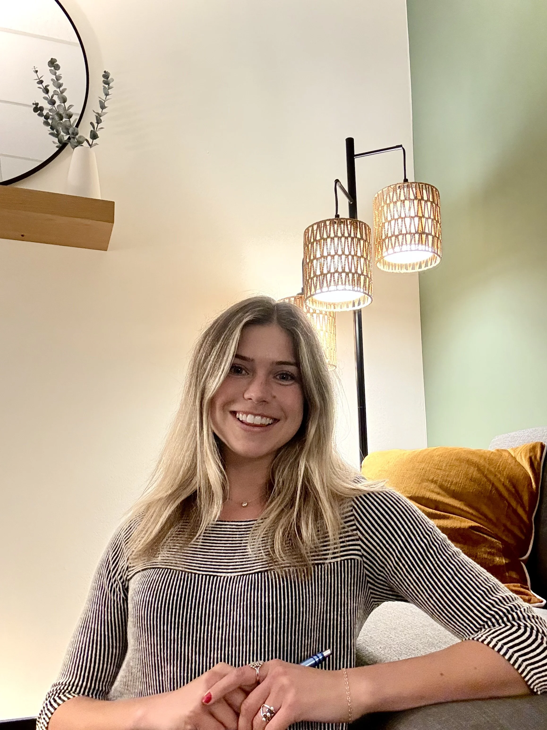 Krista Gerdts in a calm therapy space designed for safety and growth.