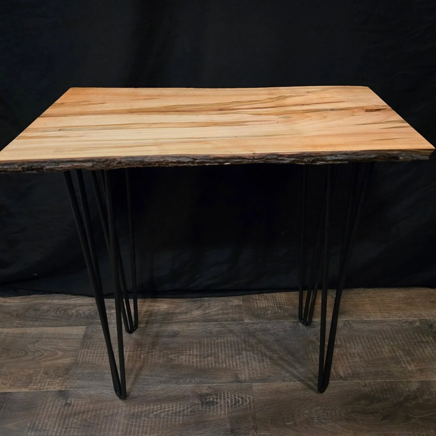 23 and 1/2 Inches Long, 25 and 1/8 Inches Tall, Spalted Maple Live Edge End Table for $75