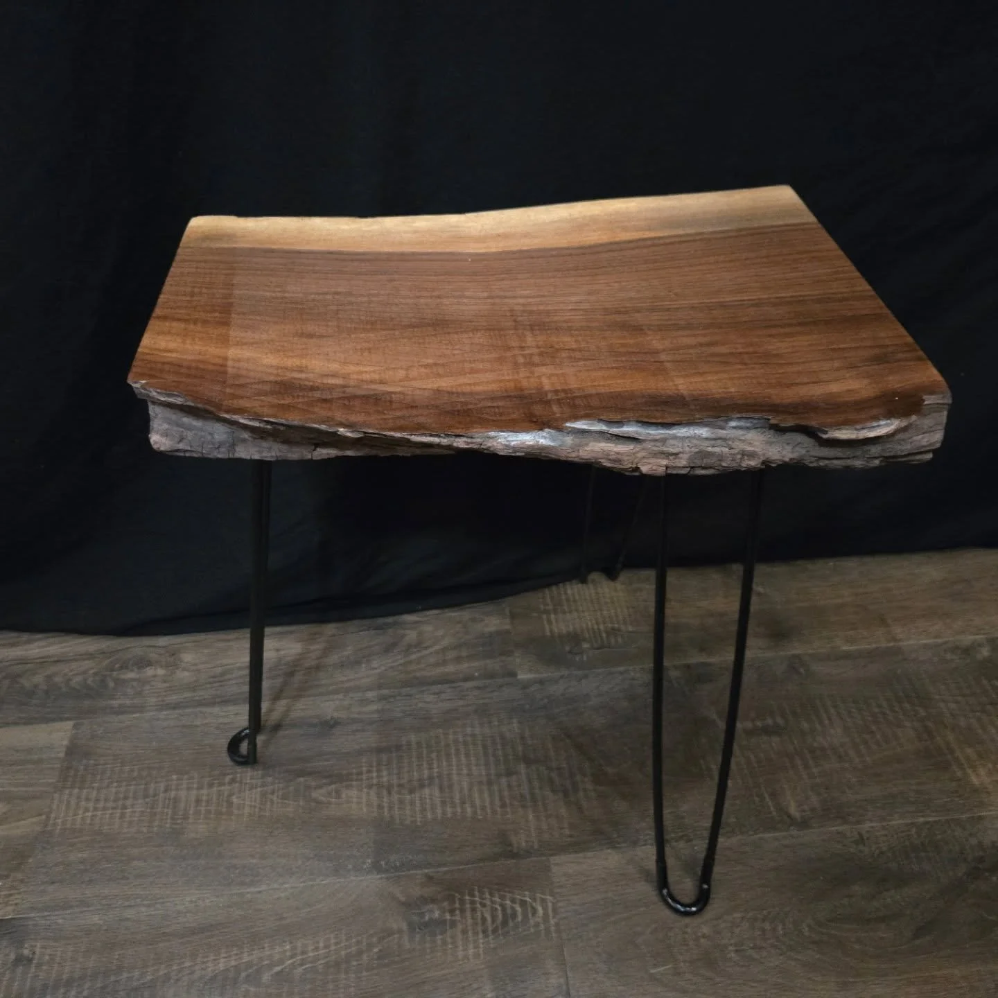 17 Inches Long, 19 Inches Tall, Black Walnut Live Edge End Table for $75
