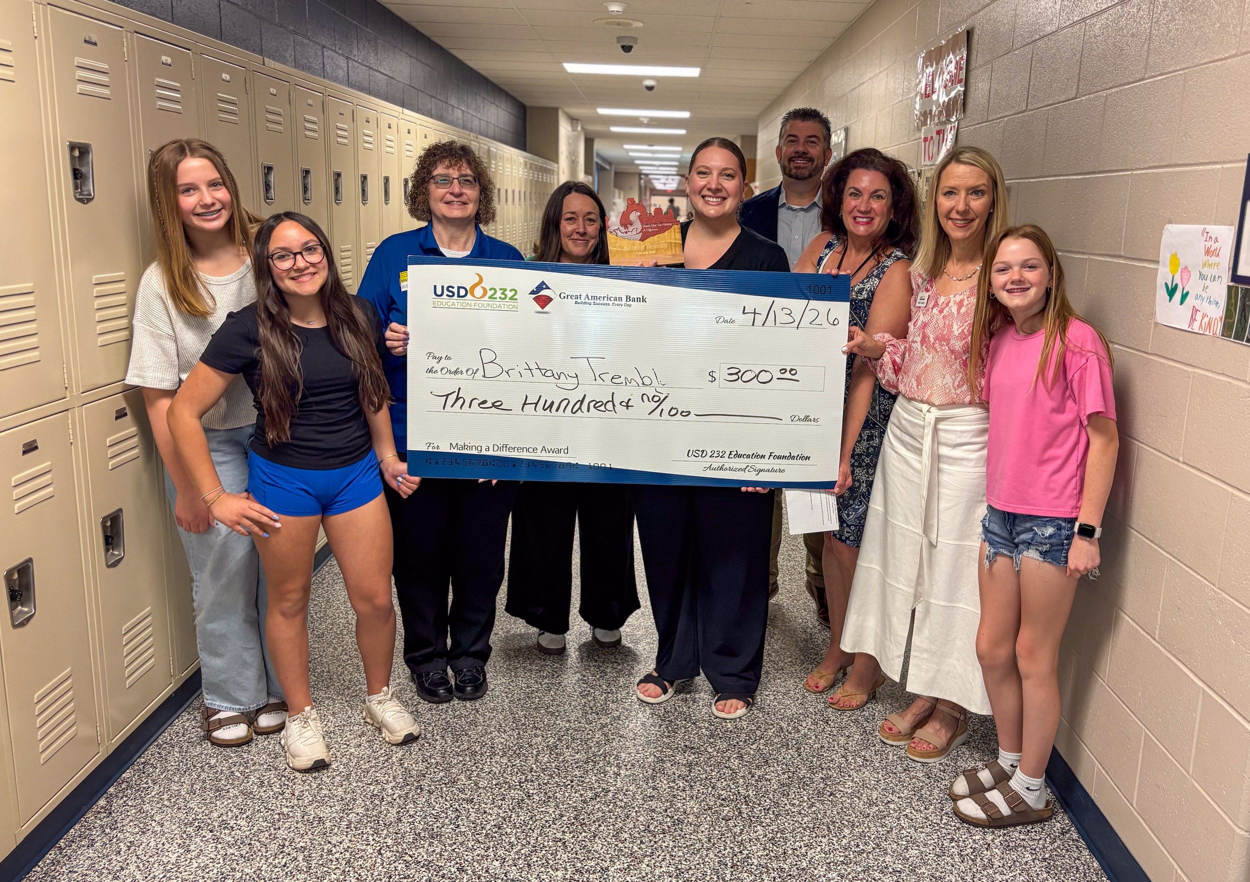 Brittany Trembly Recognized with Making a Difference Award