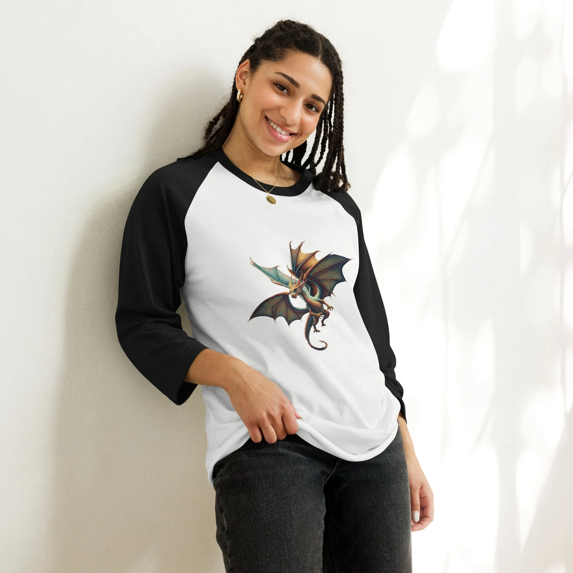 Dialogue Spar Cotton Blend 3/4 Sleeve Raglan Shirt