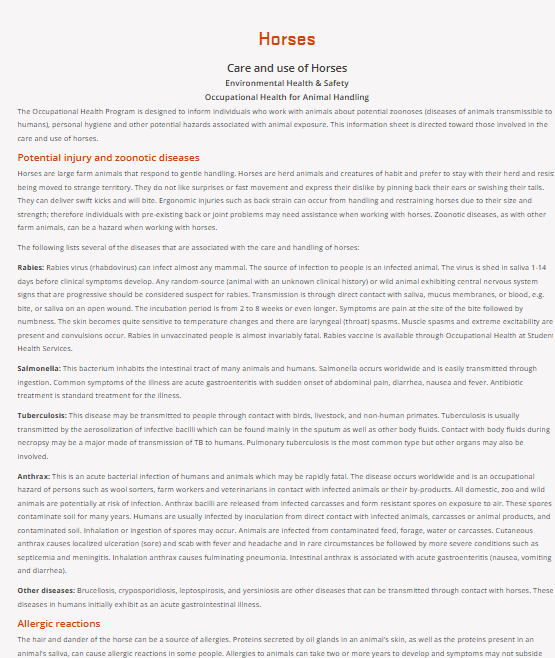 Occupation Health - Oregan State University