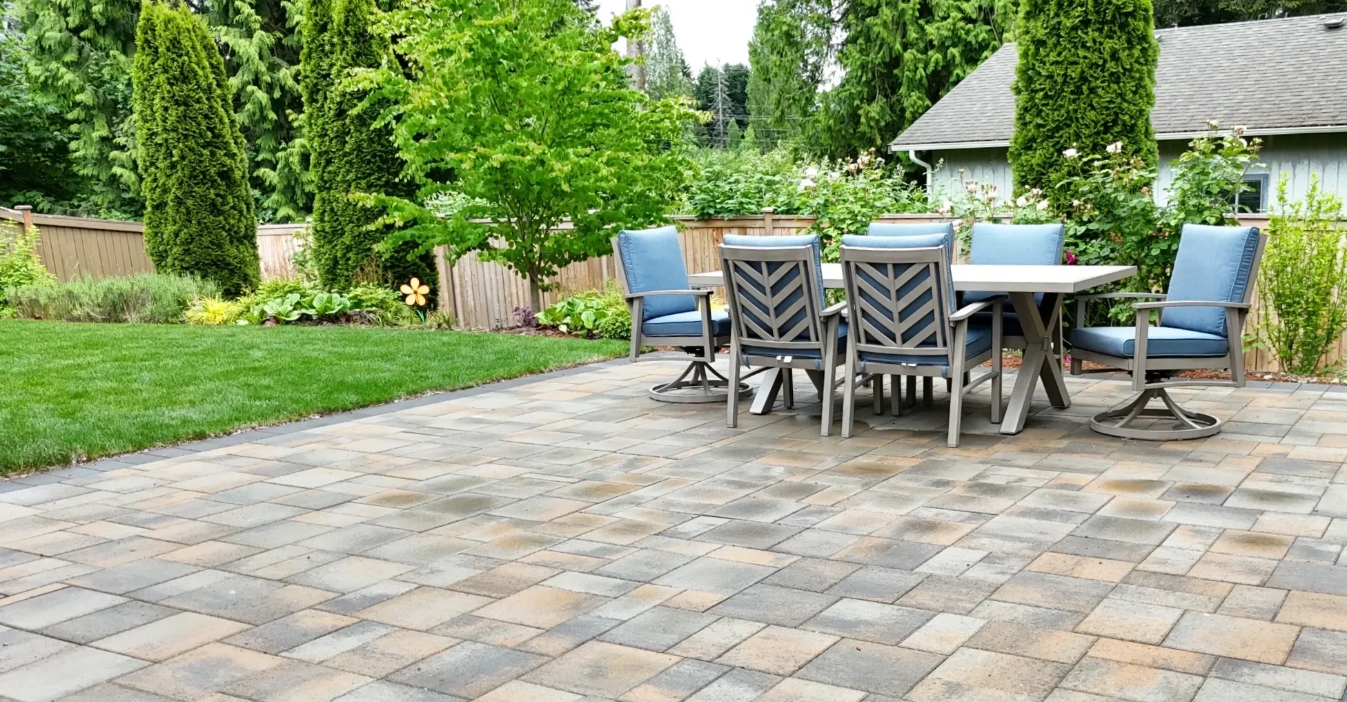 paver patio installation in a Seattle, WA backyard