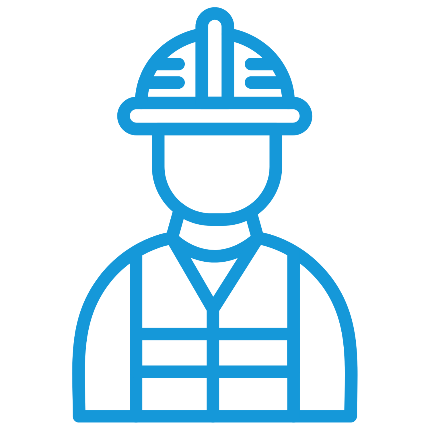 Icon of a construction worker wearing a hard hat and safety vest.