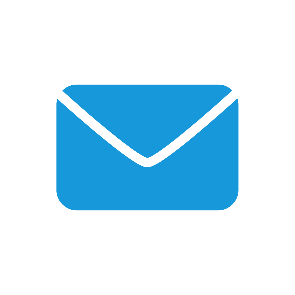 Blue envelope icon showing an email or message symbol.