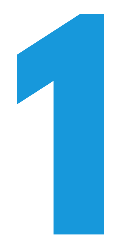 Blue number one vertical arrow pointing upward.