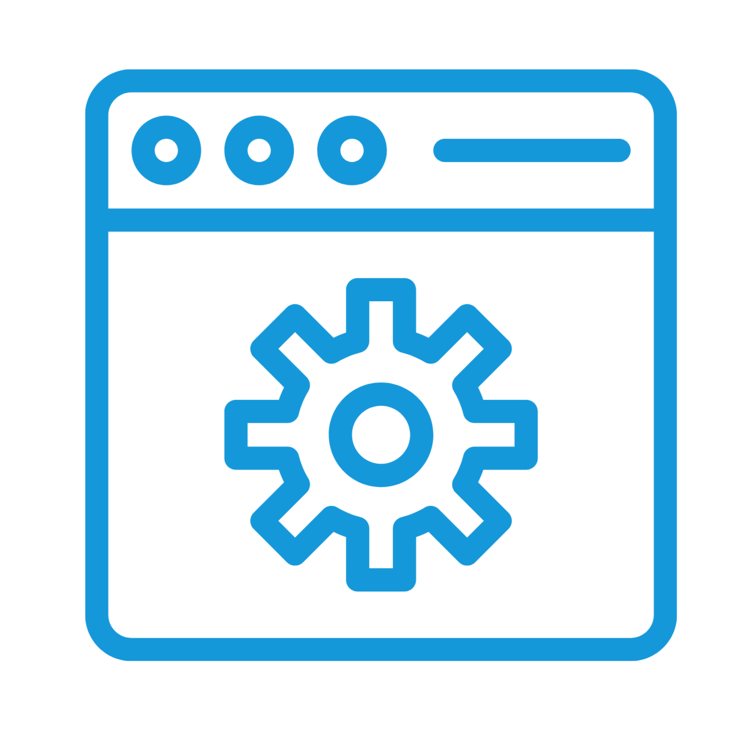 Icon of a computer window with a gear symbol in the center, representing settings or configuration.