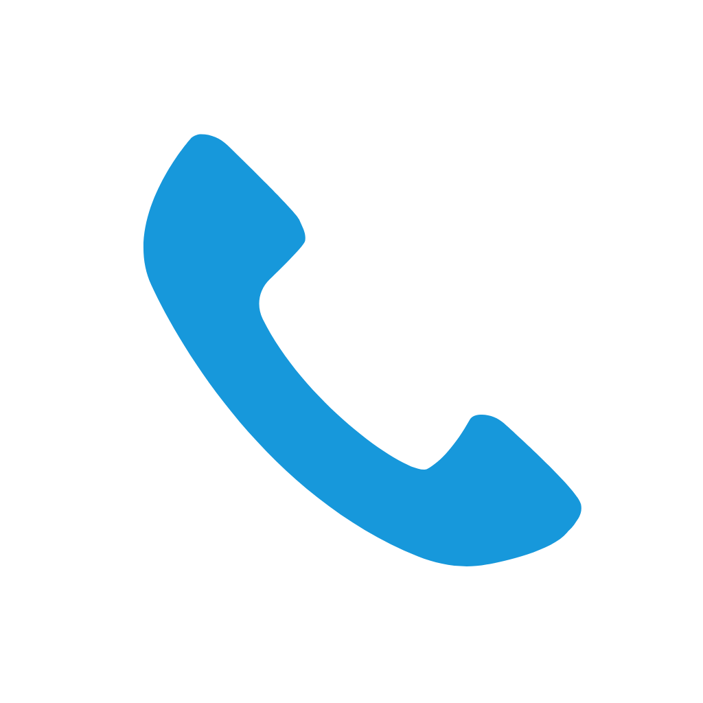 Icon of a blue telephone handset.