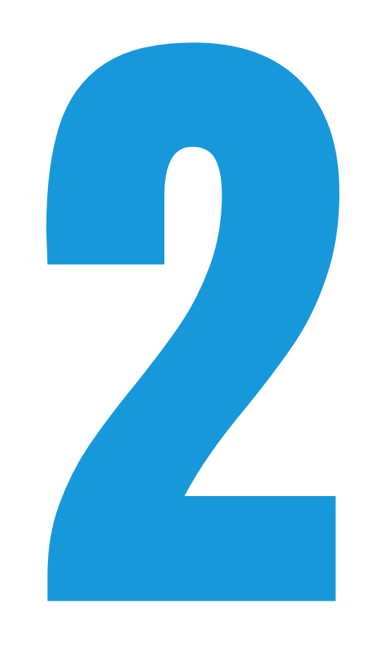 Large blue number 2 on a black background.