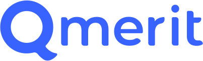 Qmerit logo in blue text on a white background