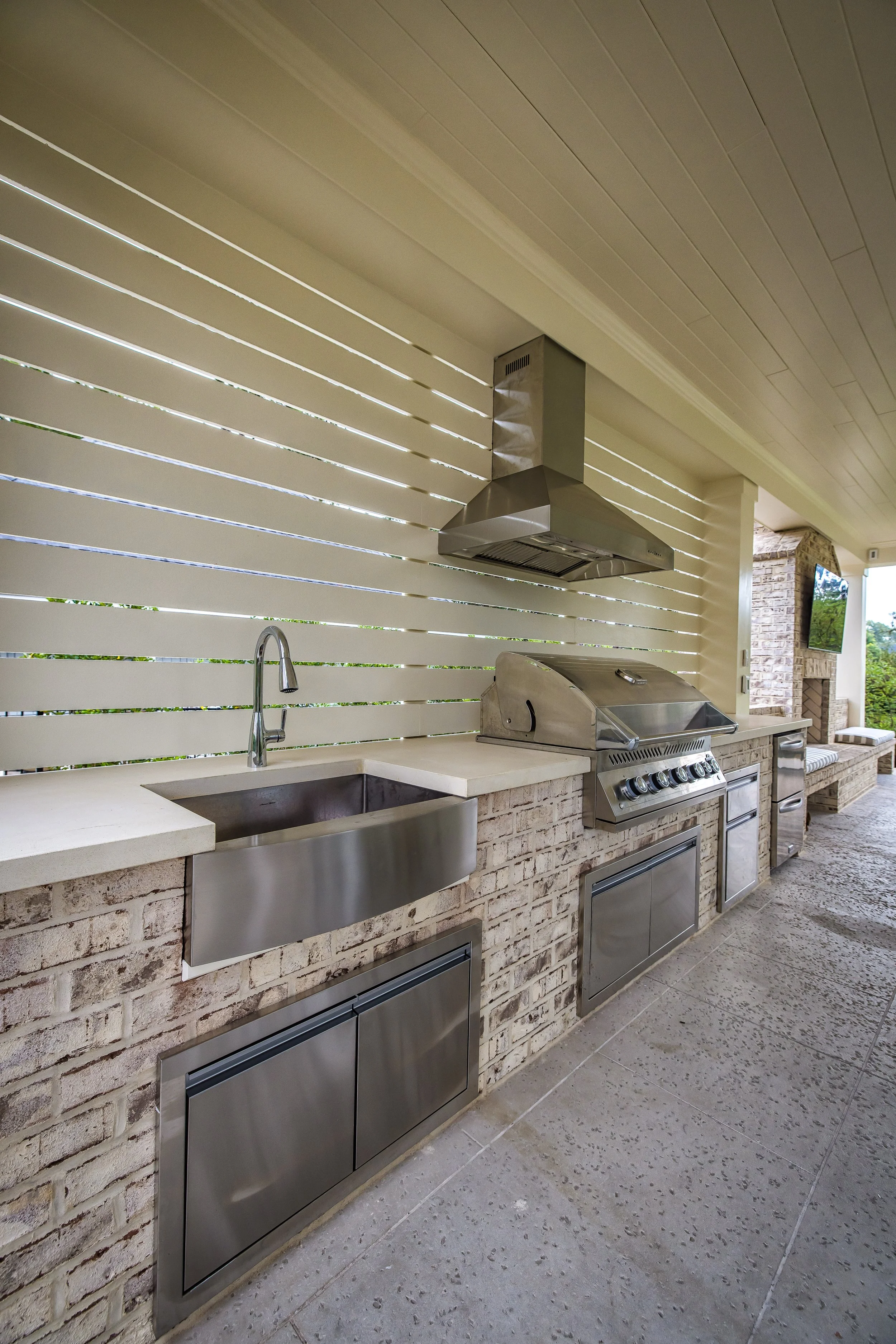 Backyard outdoor living renovation with landscape design in Wilmington, NC