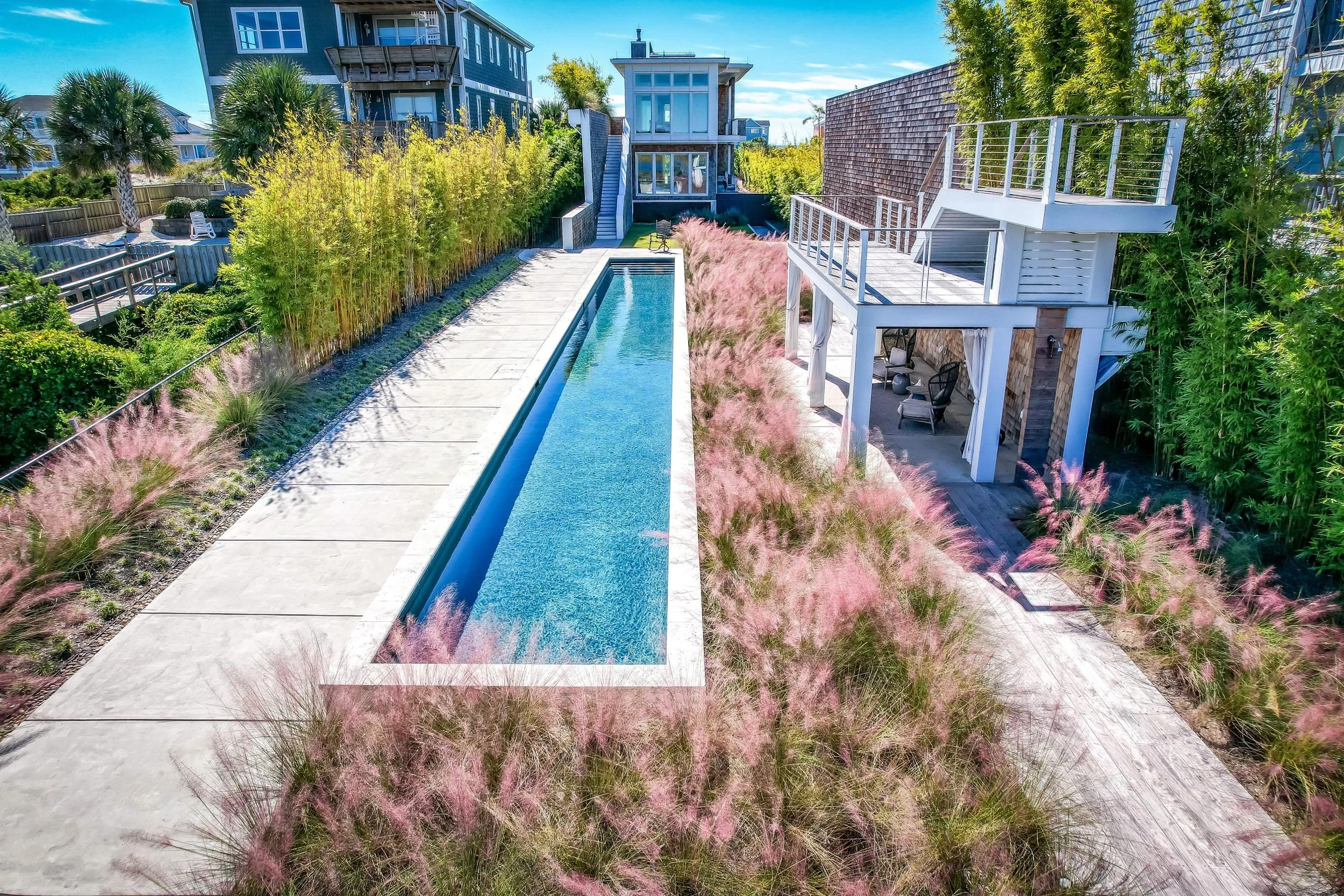 Pool and landscape design combination for outdoor living in Wilmington, NC