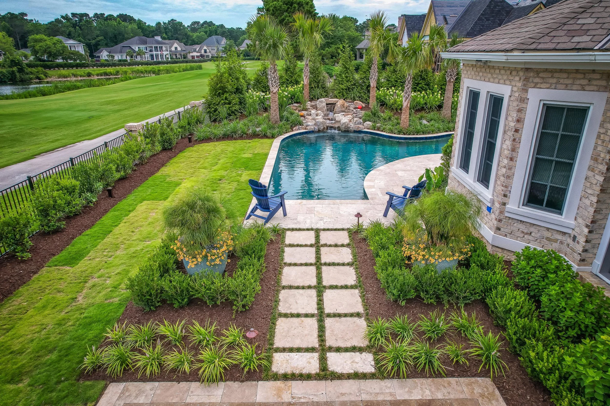 Patio walkway with outdoor lighting in Hampstead, NC