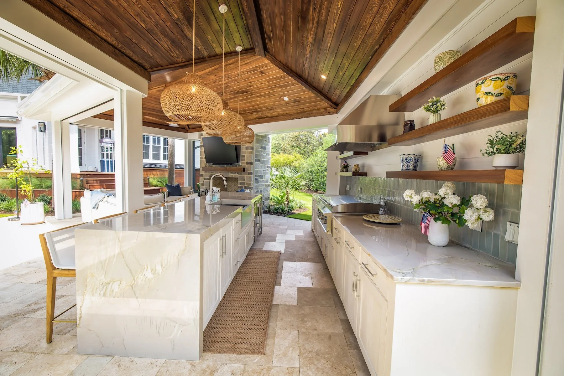 Gorgeous outdoor kitchen under pavilion in Landfall in Wilmington, NC