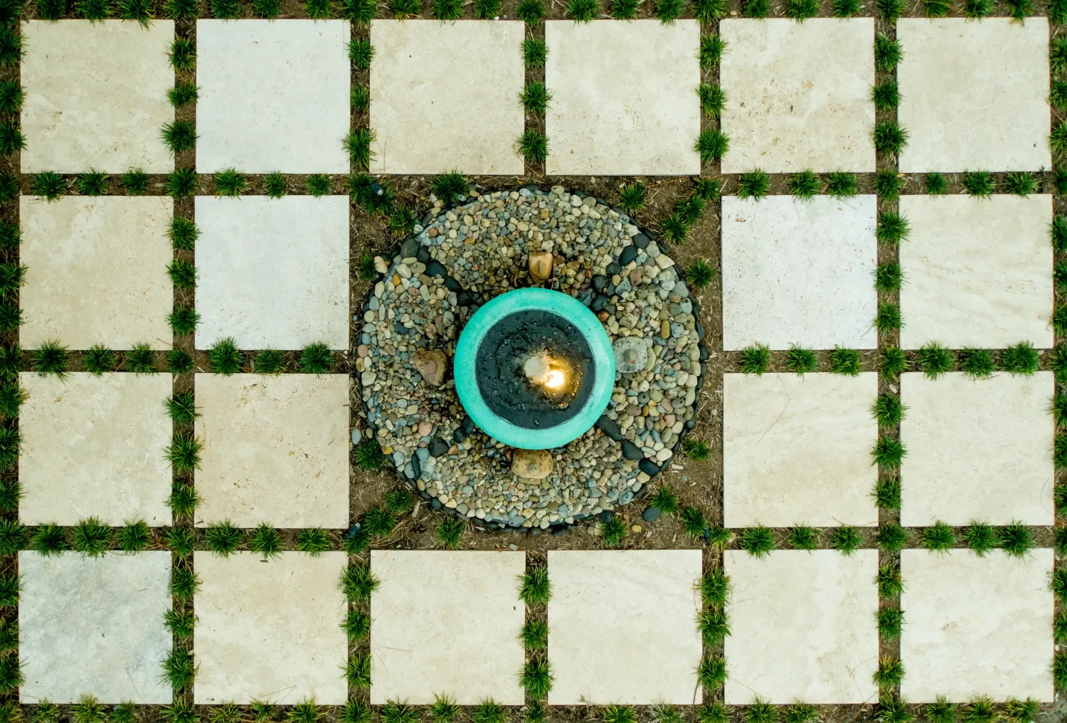 Water feature surrounded by native plantings in Hampstead, NC