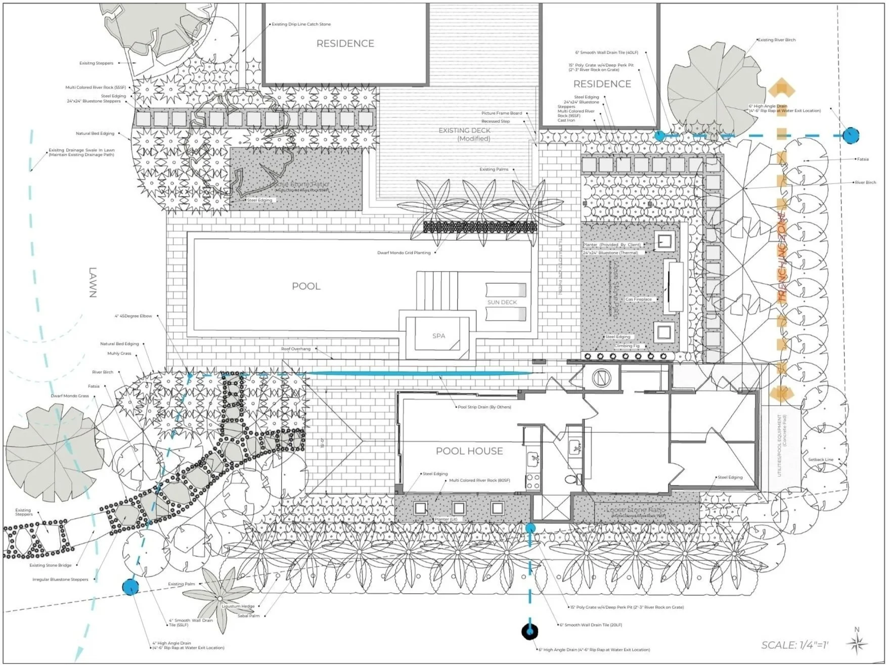 Outdoor living landscape design with coastal plantings in Wilmington, NC