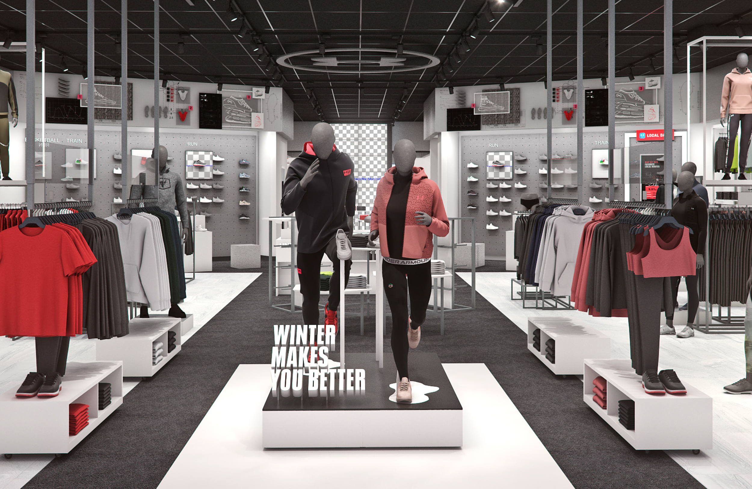 The entry display extends the storefront narrative into the retail environment — creating a seamless transition that showcases new and seasonal products as consumers cross the threshold.