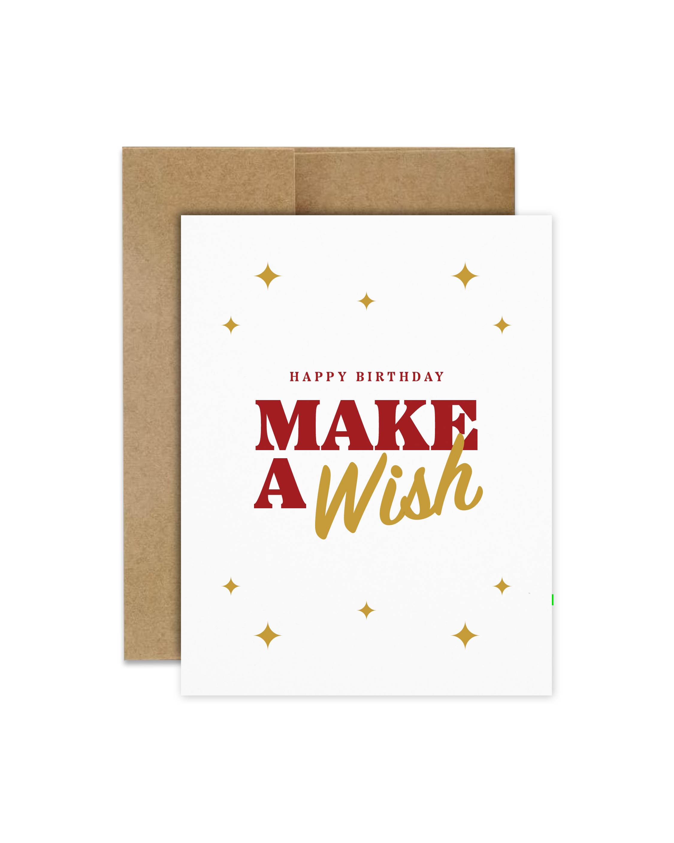 Make A Wish Birthday Card (Red & Gold)