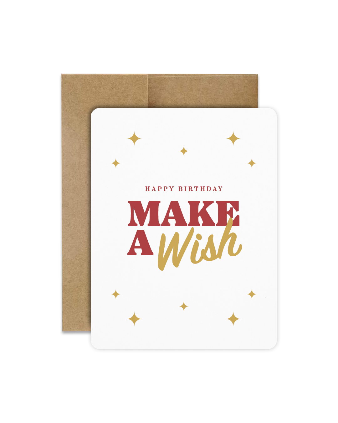Make A Wish Birthday Card (Red & Gold)