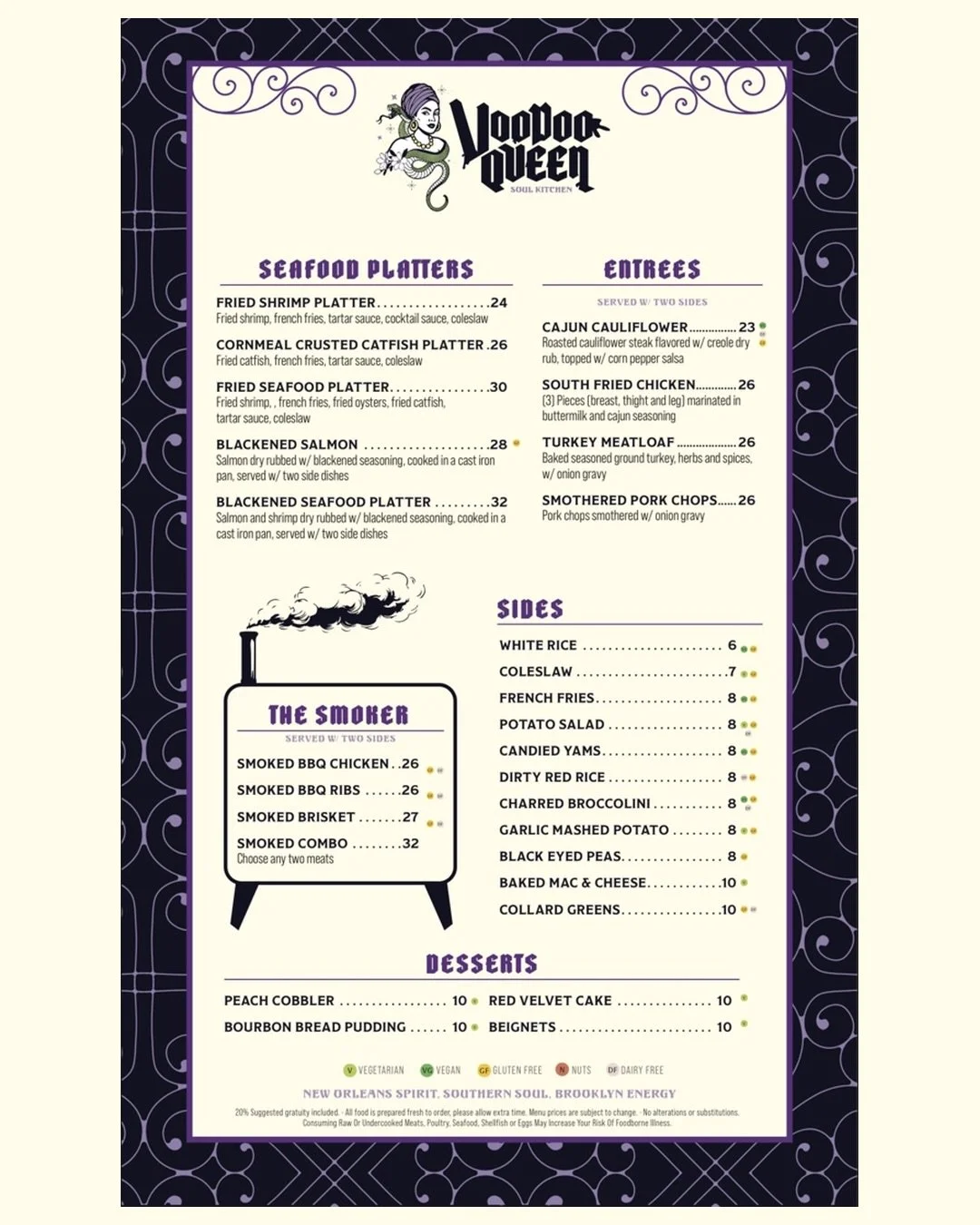 Brooklyn, the wait is over&mdash;Voodoo Queen&rsquo;s menu is ready to cast a spell on your appetite. Think crispy seafood, smoky BBQ, Southern comfort, and cocktails with a New Orleans twist. Pick your craving, bring your people, and let the good ti