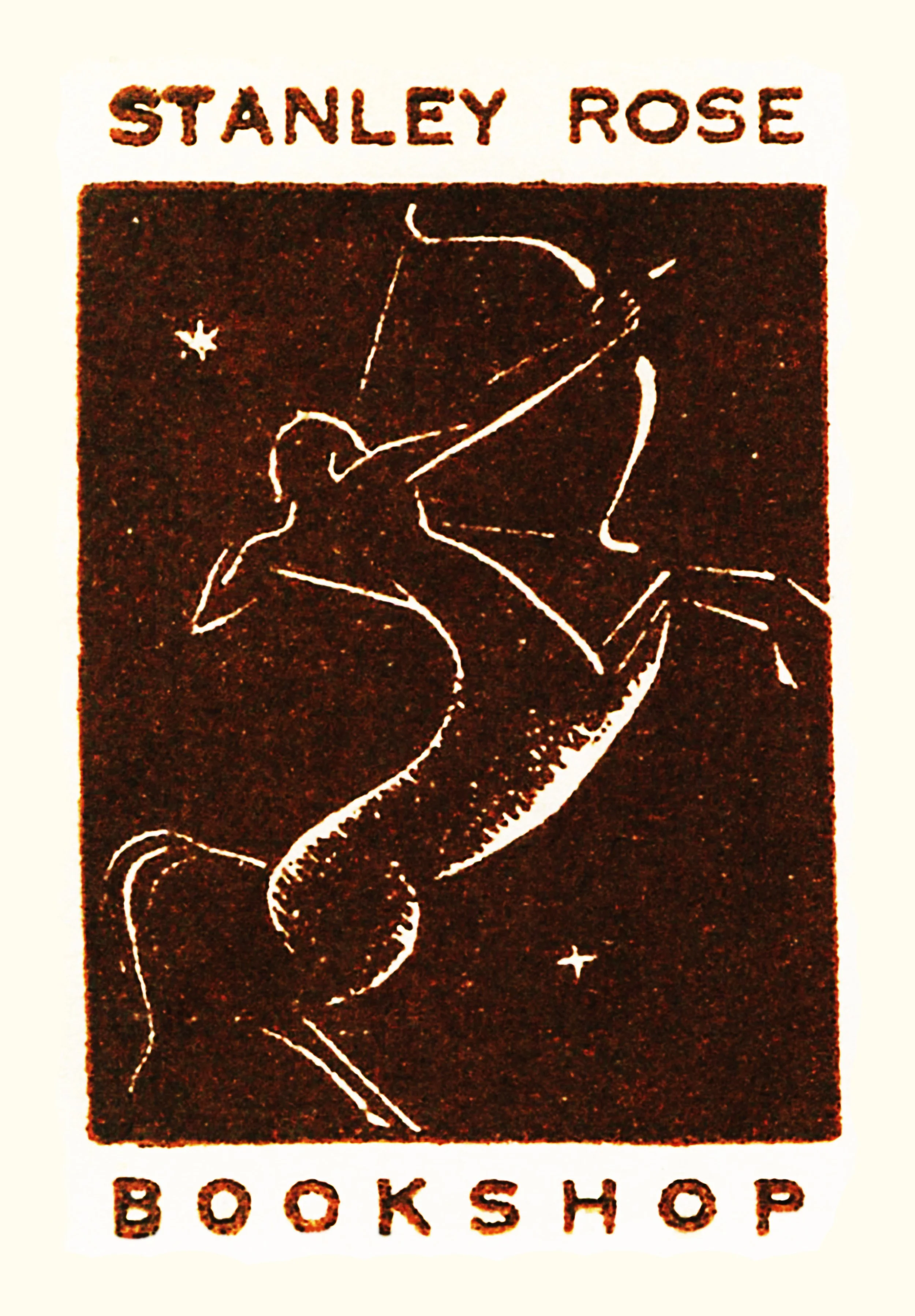 A book cover with a drawn mermaid holding a bow and arrow, surrounded by stars. The text reads 'Stanley Rose' at the top and 'Bookshop' at the bottom.