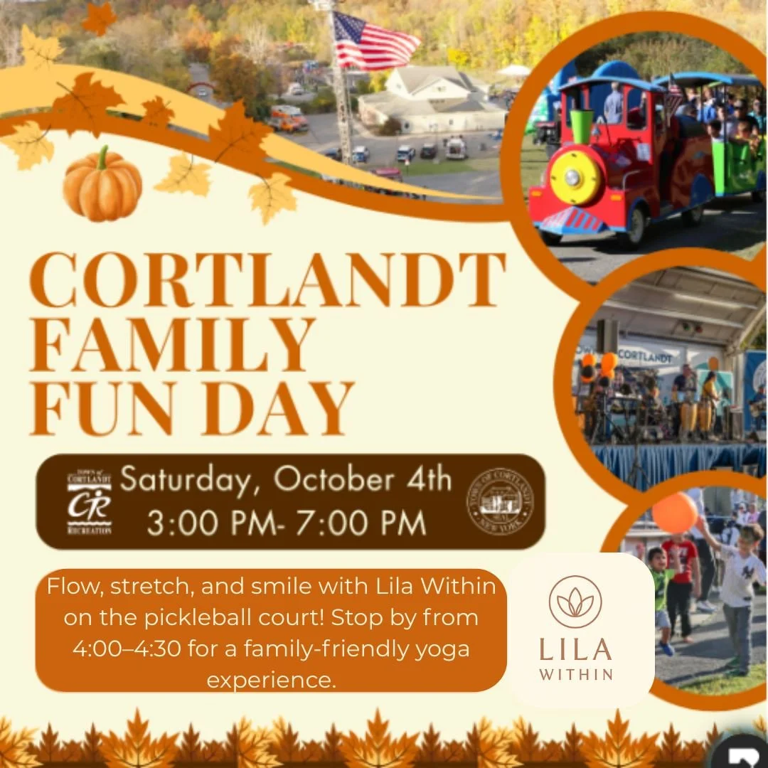 🍂✨ Cortlandt Family Fun Day is almost here and we are bringing the yoga vibes to the pickleball court from 4:00-4:30! Enjoy movement, laughter, and connection for the whole family. It is the perfect pause in a day full of fall fun 🌿💛

#CortlandtNY