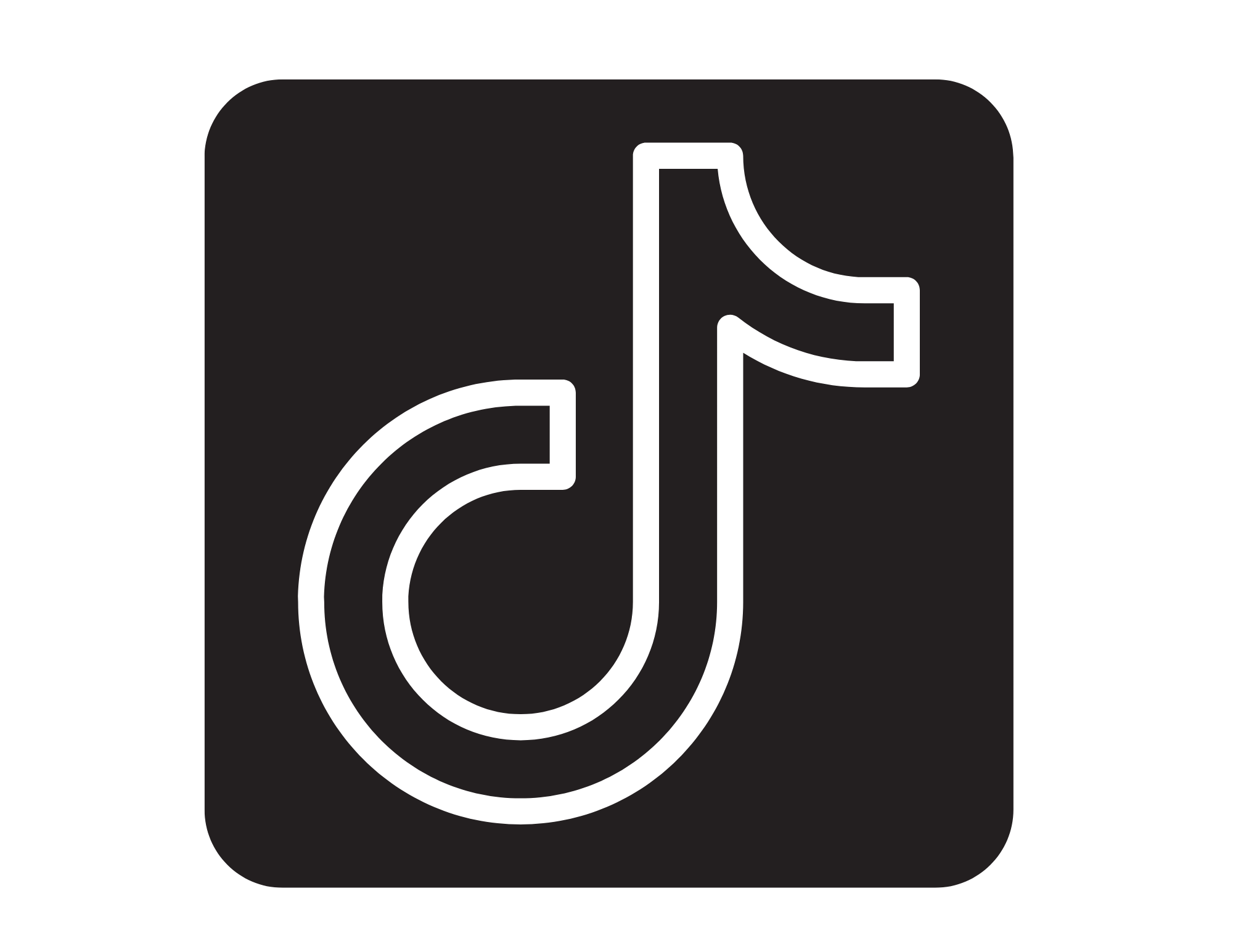 TikTok app icon with black background and white music note symbol.