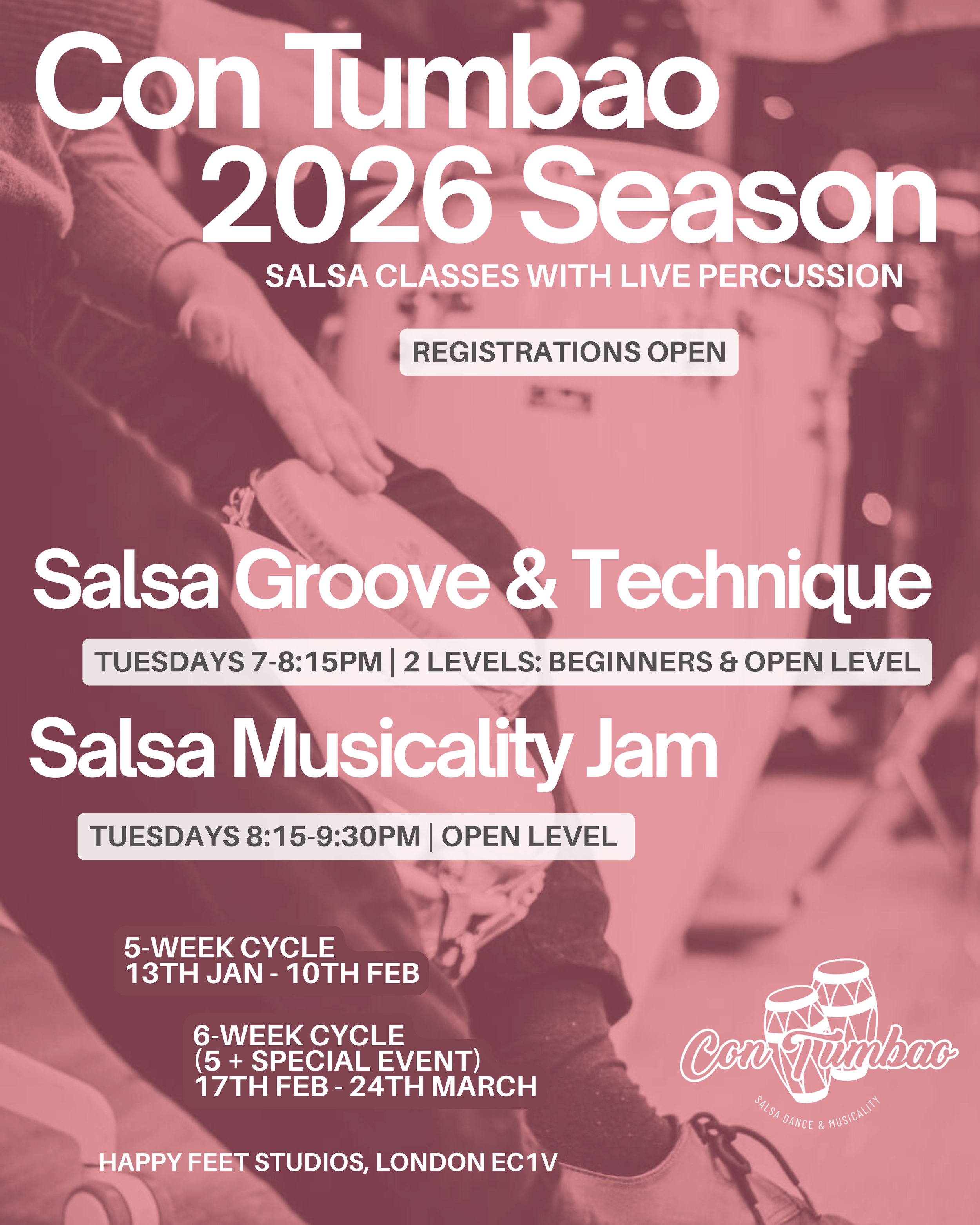 2026 salsa classes starting on 13th January. For Beginners and Open level. Salsa and Musicality