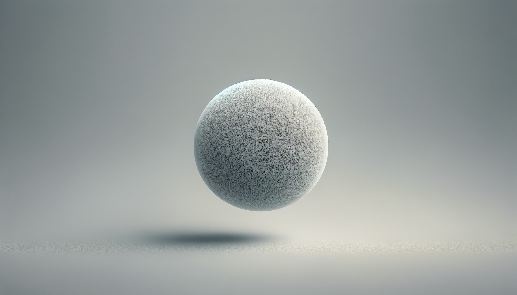 A white textured sphere floating above a surface with a soft shadow underneath, set against a gradient gray background.