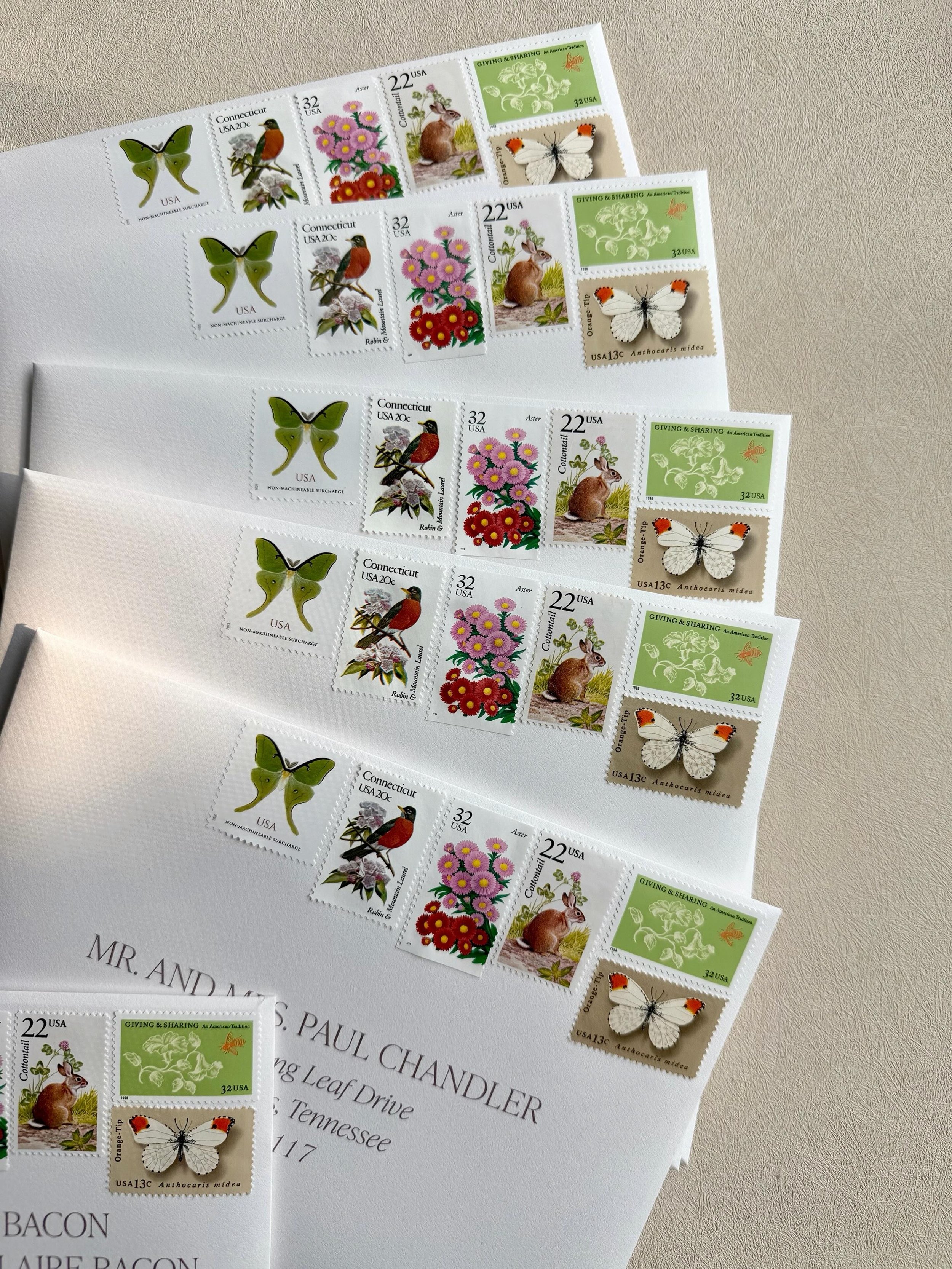 Loving the way these stamps set the tone for an incredible Connecticut summer wedding weekend 💌