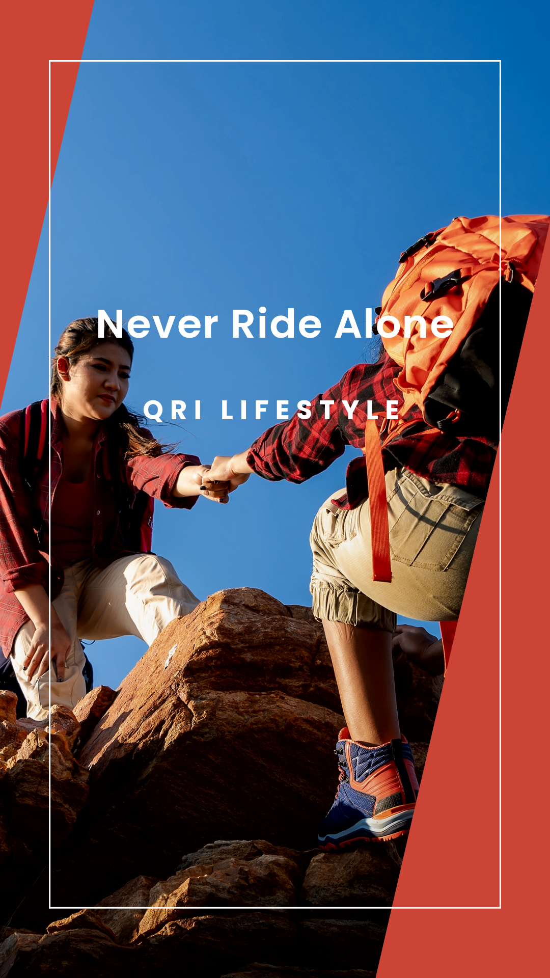 Hikers walking uphill mountain trail foggy weather - QRI Lifestyle - never ride alone