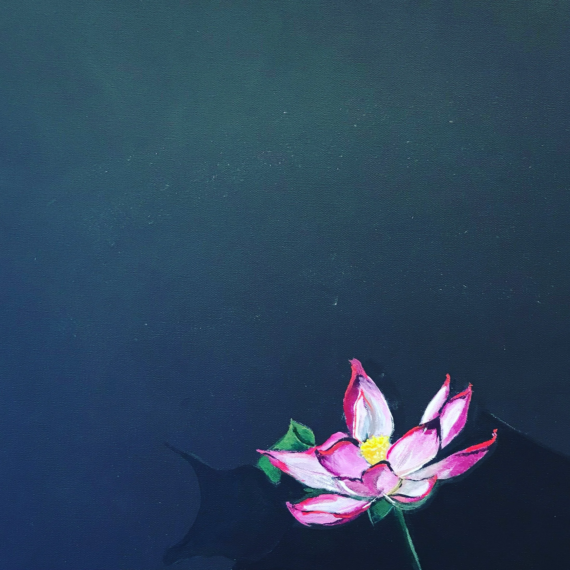 PINK LOTUS, 2023, Acrylic on canvas, 18 × 18