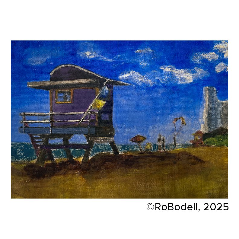 Sentinel (The 79th ST Life Guard Station), 7x5,  Oil on Board