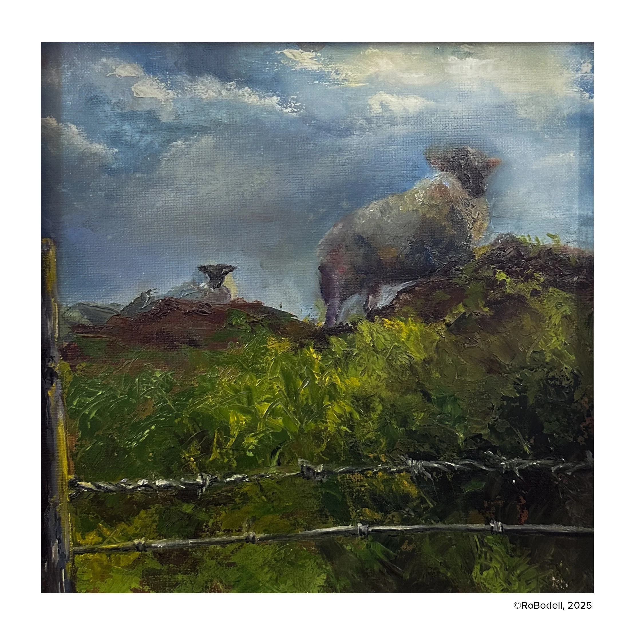 Irish landscape Series: His Head Held High, 12x12 Oil on Panel
