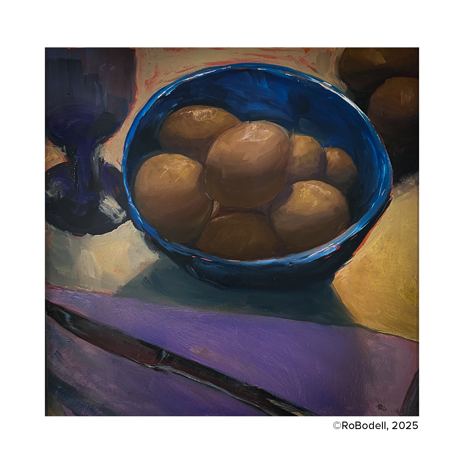 Still Life with Brown Eggs, 12x12 Oil on Panel