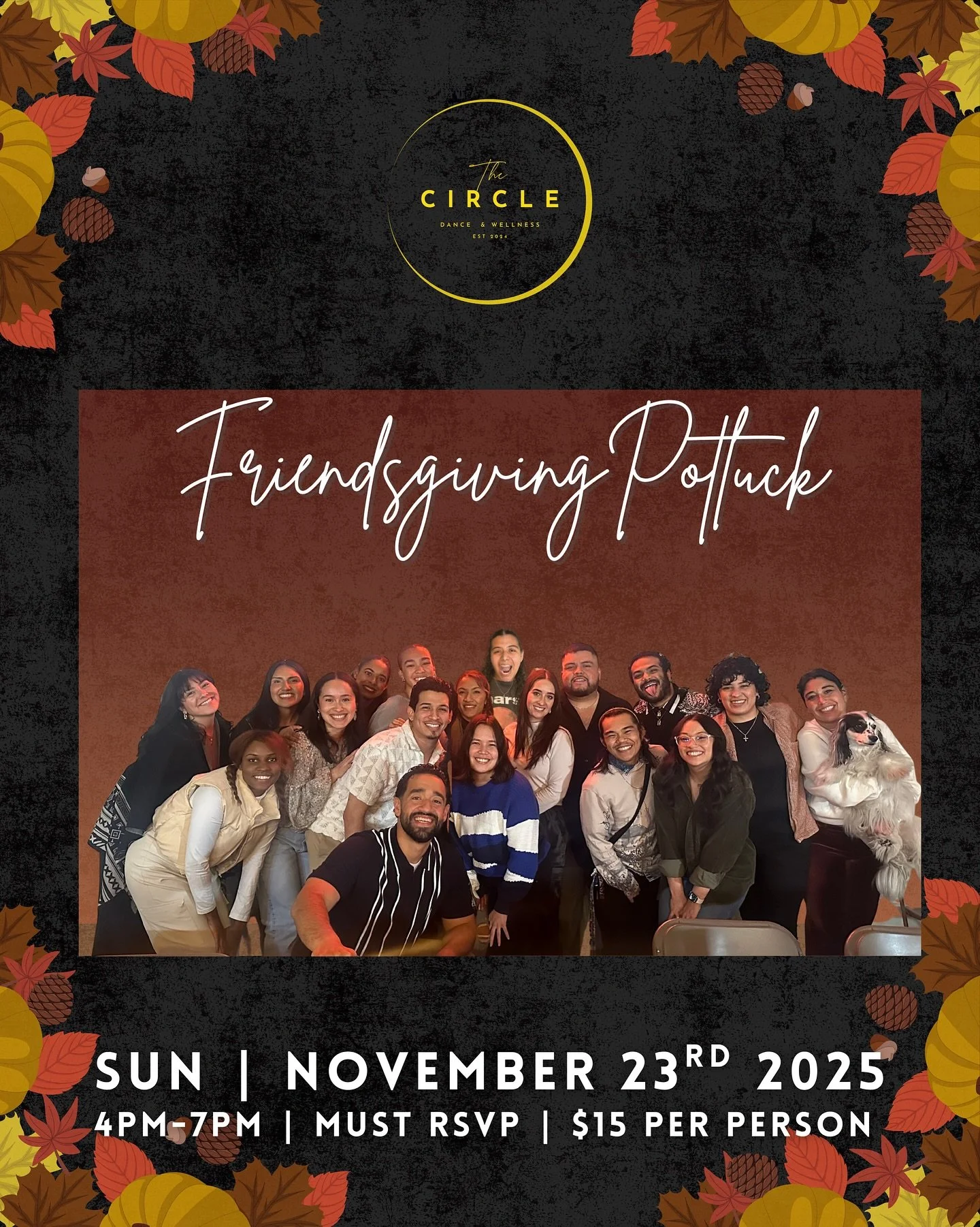 Friendsgiving at The Circle is back and it&rsquo;s going to be magical 💫
Join us Sunday 11/23 from 4&ndash;7 pm for an evening filled with incredible food, games, community and gratitude. Registration is just $15 and closes Friday 11/21, so don&rsqu