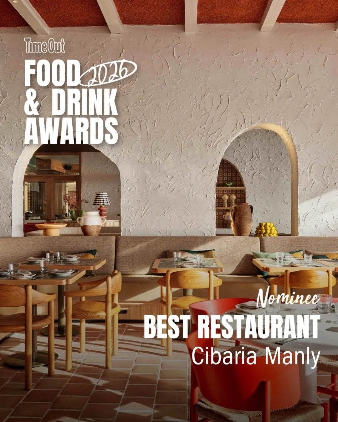 What an honour to have Cibaria nominated for Best Restaurant at the Time Out Food &amp; Drink Awards 2026 alongside some of Sydney&rsquo;s finest. If you&rsquo;ve enjoyed a meal with us and would like to show your support a vote means a lot. 🔗Link i